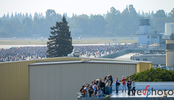 Visitors and Employees prepare for the Space Shuttle Endeavour Flyover at NASA Ames