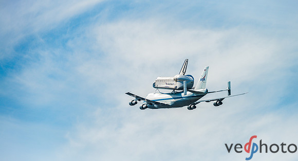 Space Shuttle Endeavour in the clouds